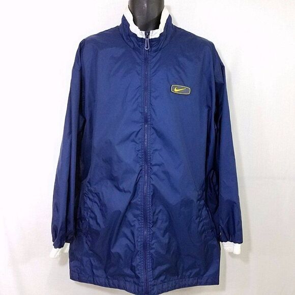 Nike Windbreaker Jacket Vintage 90s Full Zip Racer Racing Stripe Oversize Mens - Picture 1 of 4
